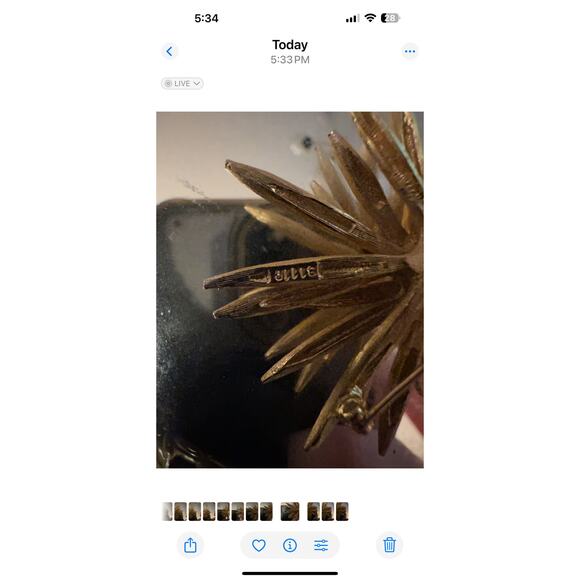 Vintage Marcel Boucher Brooch Signed Goldtone Starburst Pin, 1950s Mid-Century - Picture 2 of 5